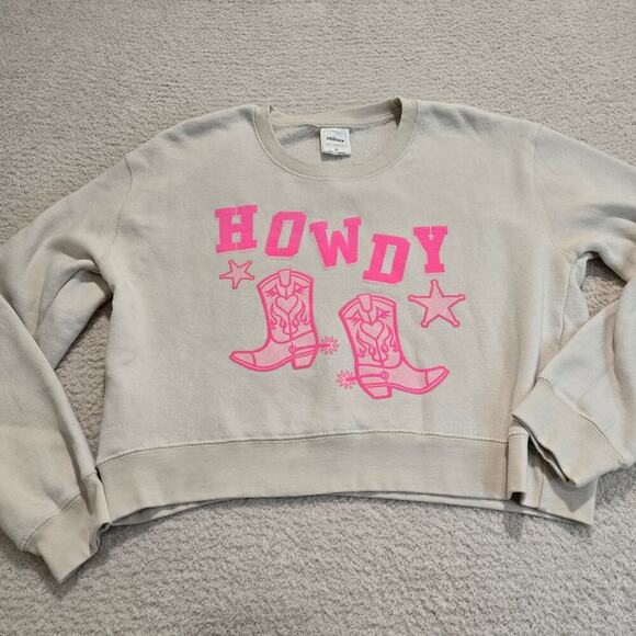 Relaxx Howdy Cropped Sweatshirt Women's Size L Cotton Blend New Preppy - Picture 1 of 8